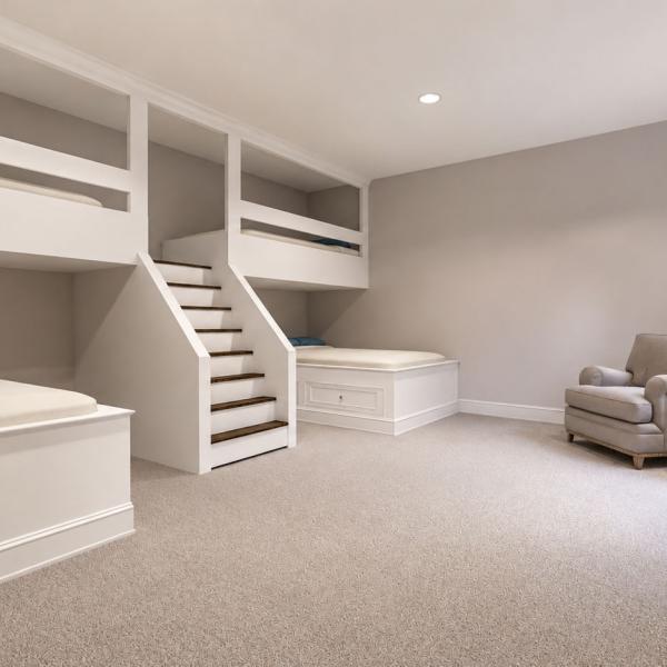 3D rendering of lower level bunk room