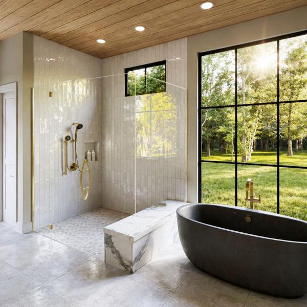 3D rendering of primary bathroom