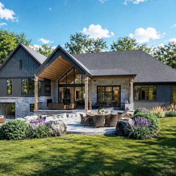 3D rendering of rear patio 