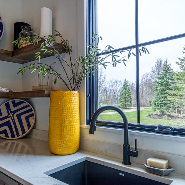 Laundry Room sink and shelves 